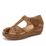Sandals 2021 Summer Rome Vintage Hollow out Wedge Heels Platform Ladies Shoes Embroidery flowers Female Baotou