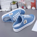 2023 Spring Summer Women Canvas Shoes Flat Sneakers Women Casual Shoes Low Upper Lace Up White Shoes Zapatos Para