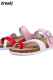 2023 New Summer Beach Cork Slipper Flip Flops Women Mixed Color Casual Outside Non-slip Slides