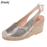 Women Bow Sandals Summer 2022 Korean Style Handmade Plus Size Snake Print Slippers Zapatos De Mujer Tacon Medio