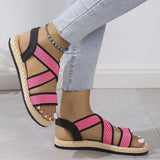 Breakj Women 2024 Summer New Flat Students Rome Sandals Women Round Head Breathable Soft Bottom Beach Sandals