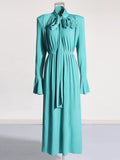 French Retro High-End Feel Waist Thin Dress 2025 New Three-Dimensional Flowers Decorated Long Dress Women's