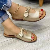 2022 New Summer New Women Leisure Fashion Bow Flat Sandals Sandals Comfortable Soft Bottom Women's Breathable Beach