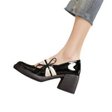 Women 2024 Spring And Autumn New British Wind Mary Jane Women's Shoes Bow Thick With Gentle Shallow Single Shoes