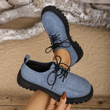Breakj British Wind Large-Size Thick-Sed Leather Shoes Women's Spring And Autumn New Thick Heel Lace Small Leather