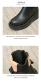 Chelsea Boots Chunky Boots Women Winter Shoes PU Leather Plush Ankle Boots Black Female Autumn Fashion Platform
