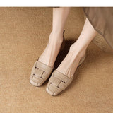 Retro Woven Hollow Sandals for Women 2024 Summer New Sheepskin Comfortable Square Head Flat Hollow Single
