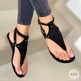 Breakj Flat-Bottomed Toe Velvet-Faced Hollow Sandals Women's Shoes Large Beach