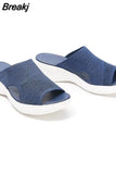 Women Slippers Casual Beach Slides Solid Wedges Mesh Breathable Ladies Shoes Open Toe Platform Female Footwear Mujer