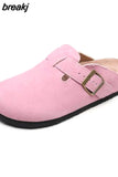 2023 New Beach Cork Slippers Casual Men Buckle Nubuck Leather Closed Toe Women Outside Slide Slip on