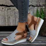 Breakj Fish Mouth Slope Heel Sandals Large-Size Folded Belt Buckle Bottom Hemp Rope Soles Women's Sandals In The Summer Of