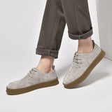 Vintage Men Leather Shoes Casual British Handmade Tooling High Top Round Toe Lace-Up Skate Shoes Men Flat Designer