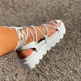 Sandals for Women 2022 Summer Woman Thick Bottom Platform Flats Women's Cross Strap Sandalias Female