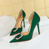 Breakj Sexy Nightclub Show Thin Side Hollow Out High-Heeled Shoes Women's Shoes Fine Heel Ultra High Heel Water Diamond Buckle Single
