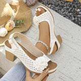 Breakj Coarse Sandals Spring Spring Summer New Hollow Fish Mouth Flowers High Heel Roman Sandals