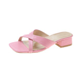 Summer New Women Slipper Fashion Platform Square Pinch Toe High Heel Ladies Slides Dress Party Sandals Sandals for Women