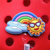 PVC Croc Shoe Charms NEW Sunglasses Sunrise Sun Lightning Shoes Decorations Accessories for Jibz Kids Party Gifts