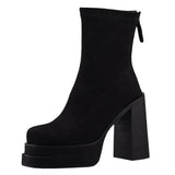 Breakj Velvet Short Boots Women 2025 Autumn And Winter New Thick Background Thick And Side Zipper Plus Velvet Fashion Boots Thin