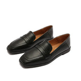 High Quality leather flats shoes woman slip on loafers 34-43 big size square toe oxford shoes woman comfy working