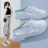 Breakj Half Slippers Women Wear Shoes 2025 Summer New Leisure A Foot Pedal Lazy Thin Bottom Small White Shoes