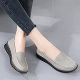 Breakj Autumn Leather Soft Soles Casual Women's Singles Comfortable Anti-Slip Wear-Resistant Mother Shoes Bean Shoes