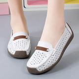 Breakj And Summer Large-Size Soft-Soled Mother Shoes Cow Skin Bean Shoes Women's Casual Shoes Flats Nurse Shoes Single Shoes Women's Working