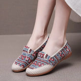 Ladies Casual Comfort Bohemian Slip On Lazy Shoes Female Womens Flat Slip On Canvas Strap Loafers Straw