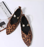 Tennis Female Fashion Women's Casual Single Shoes Breathable Slip-on Flat Round Toe Leopard Outdoor Loafers Peas