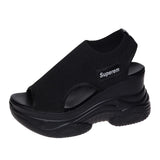 Breakj Weaving Thick-Soled Sandals Women's Spring And Summer Net Surface Breathable Fish Mouth And Heel Shoes Foot Movement Large-Size Casual Shoes
