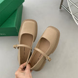 Design Shoes Women Casual Thick Sole Heels Ankle Buckle Shoes Elegant Ladies Shallow Single Platform