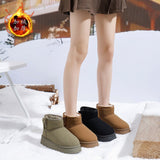 Breakj Bottom Snow Boots Women 2024 New Winter Add Velvet Versatile Warm Short Tube Casual Cotton Shoes Ankle Boots