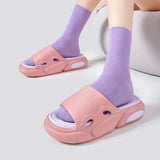 Unisex Thick Platform Slippers Women 2024 Summer Mixed Color Non Slip Slides Woman Outdoor Beach Flip Flops Couple Shoes