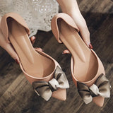 Women Shoes Butterfly-knot Pumps Summer Drill Ladies Pointed Toe Shallow Jelly Shoes Low Heel Office Female