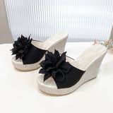 And Slippers Women 2025 Summer Large-Size Flowers Wearing A Thick-Bottom Korean Version Of Fish Mouth Cold