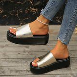 Summer New Women's Shoes Large Size Fashion Cake Thick Bottom One Word Cover Toe Wear Casual