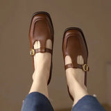 Small Leather Shoes Women's Design Sense Small Heel Thick Heel Women's Shoes 2024 Autumn French Retro Brown Light Mouth Single