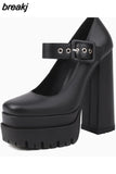 Size 36-43 Women Pumps Buckle Strap Super High Heels Shoes For Women 2023 Summer Chunky Heel Fashion Platform
