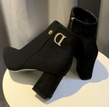 Wedding Boots Red 2021 New Genuine Leather Fashion Large Size 43 Women Ankle Boots Women Mid-heel Pointed Ladies