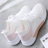 Women Shoes 2022 Spring White New Breathable Sports Mesh Versatile Summer Hollow Walking Flying Woven No-slip Ladies