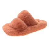 Women Slippers Faux Fur Home Cozy Furry Slides Comfortable Open Toe Designer Fluffy Black Plush Warm House Women