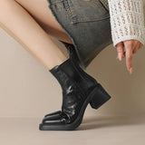 Breakj Fashion Square Head Sleeve Show Slim And Premium Chelsea Boots Winter New Pleated Short