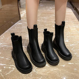 Luxury Chelsea Boots Women Warm Ankle Boots Chunky Shoes Platform Women Shoes Slip on Chunky Heel Boot Brand