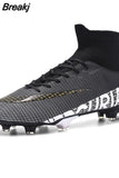 Men Soccer Shoes Turf Black Kids Cleats Training Football Boots High Ankle Sport Sneakers Size
