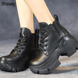 Ankle Boots for Women 2022 Autumn Winter Thick Bottom Lace Up Shoes Woman Retro Handmade Genuine Leather Short