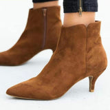 Women's Ankle Boots Leopard Women Pointed Toe Ladies Chunky High Heel Female Shoes Woman Footwear Plus Size 35-43