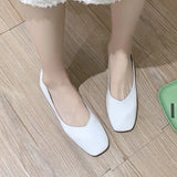 Shoes Women 2024 Spring Model New Flat Korean Version Square Mouth Fairy Shoes Grandma Shoes Shallow Women's Shoes Pregnant Women Bean