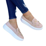 2022New Women Spring Autumn Shallow Flower Big Size Shoes Nubuck Flat Heels Casual Breathable Wearable Slip on