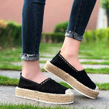 Shoes 2021 Fashion Summer Casual Shoes Cutouts Lace Canvas Hollow Breathable Platform Flat Shoes Woman