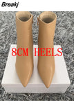 Fashion Women 10cm High Heels Boots Winter Stiletto Heels Black White Ankle Boots Plus Size 42