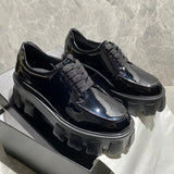New Liu Wen-Song Cake Thick Bottom To Increase The College Wind English Round Head Shallow Mouth With Jk Small Leather Shoes